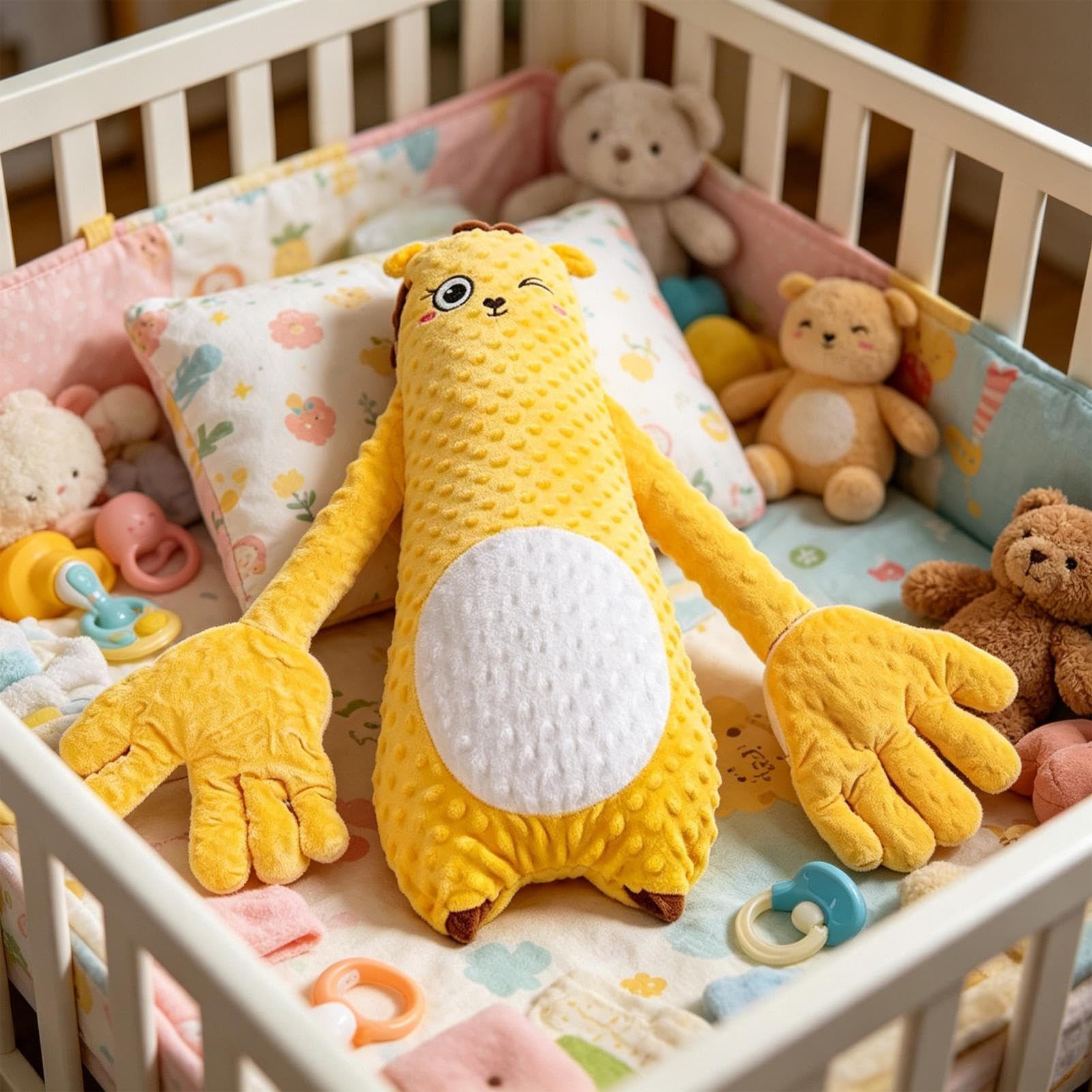 Baby-Kissen, Sanfte Wärmekompresse, Komfort: 73 X 28 X 15 Cm, Intelligente Babybett-Schnuller Mit Heißkompresse In Giraffenform, Elektrisches Plüschkissen Mit Klatschender Handfläche, Multi-Mode-Beruh