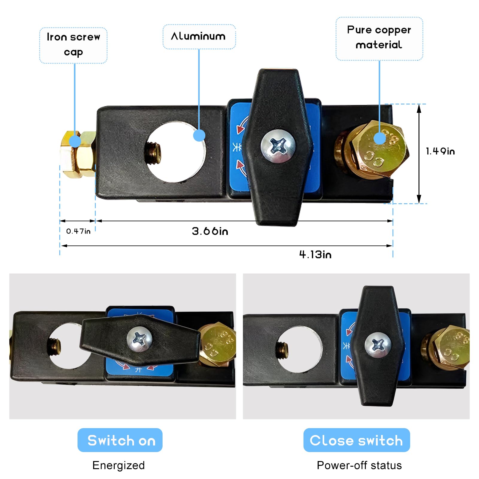 NYTKL Battery Disconnect Switch, Heavy Duty High Current Master Power Cut Isolator Kill Switches, 12V 24V Battery Disconnect Isolator Power Off Switch for Cars Trucks Boats