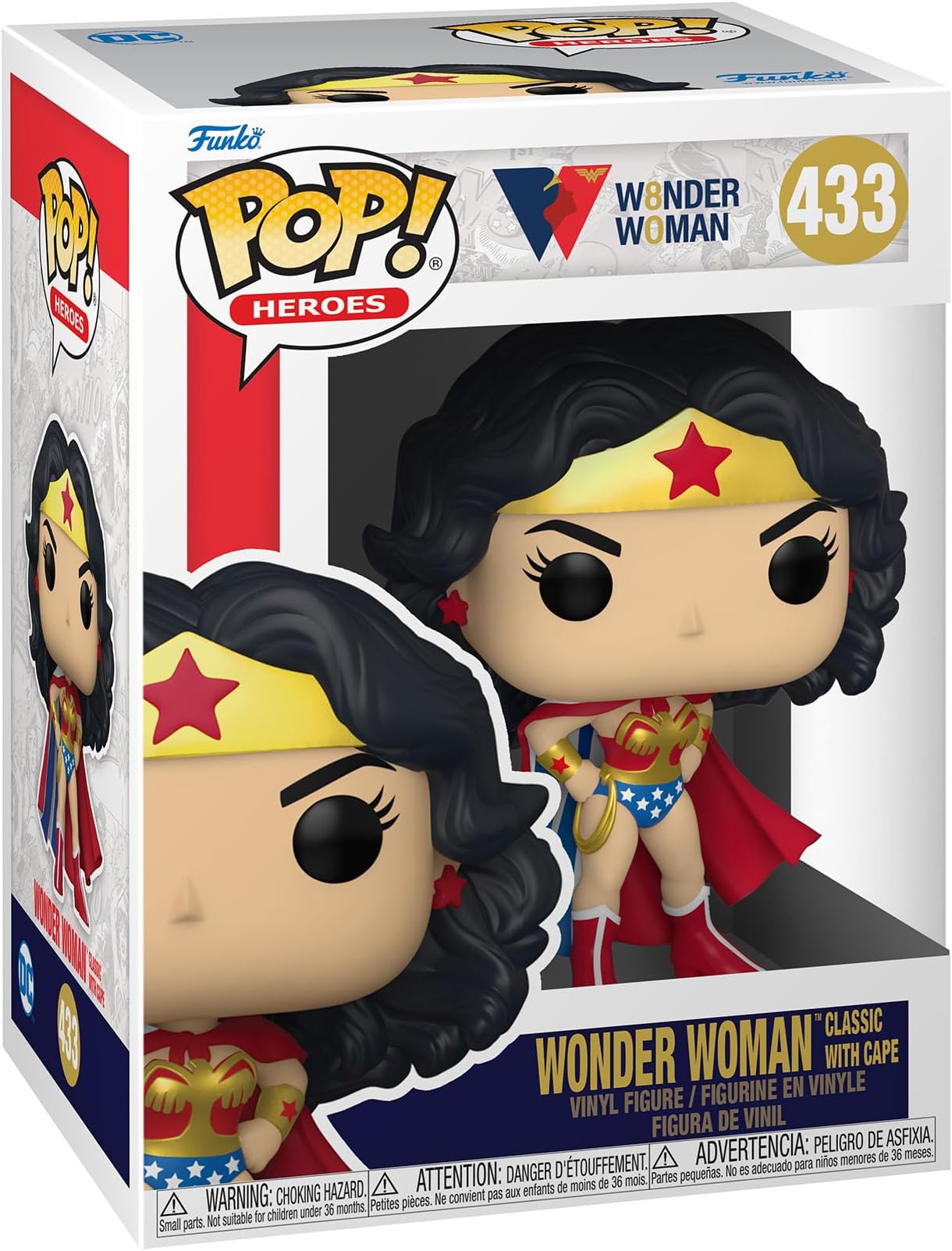 Funko POP! Heroes: WW 80th-Wonder Woman - (Classic With Cape) - DC Comics - Collectable Vinyl Figure - Gift Idea - Official Merchandise - Toys for Kids & Adults - Comic Books Fans