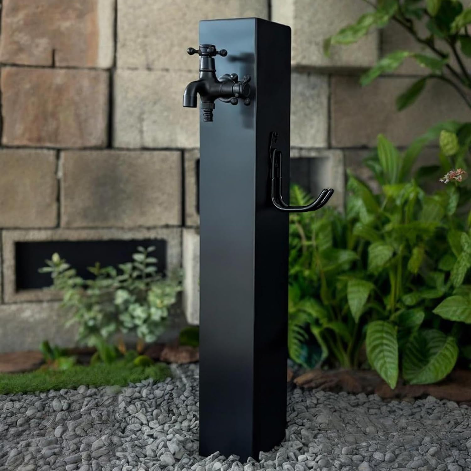 inless Steel Outdoor Water Fountain - Detive Hydrant Dispenser, Freeze-Proof Garden Irrigat Post, 40cm Black Water Column for Lacaping, & Slish Garden Feature