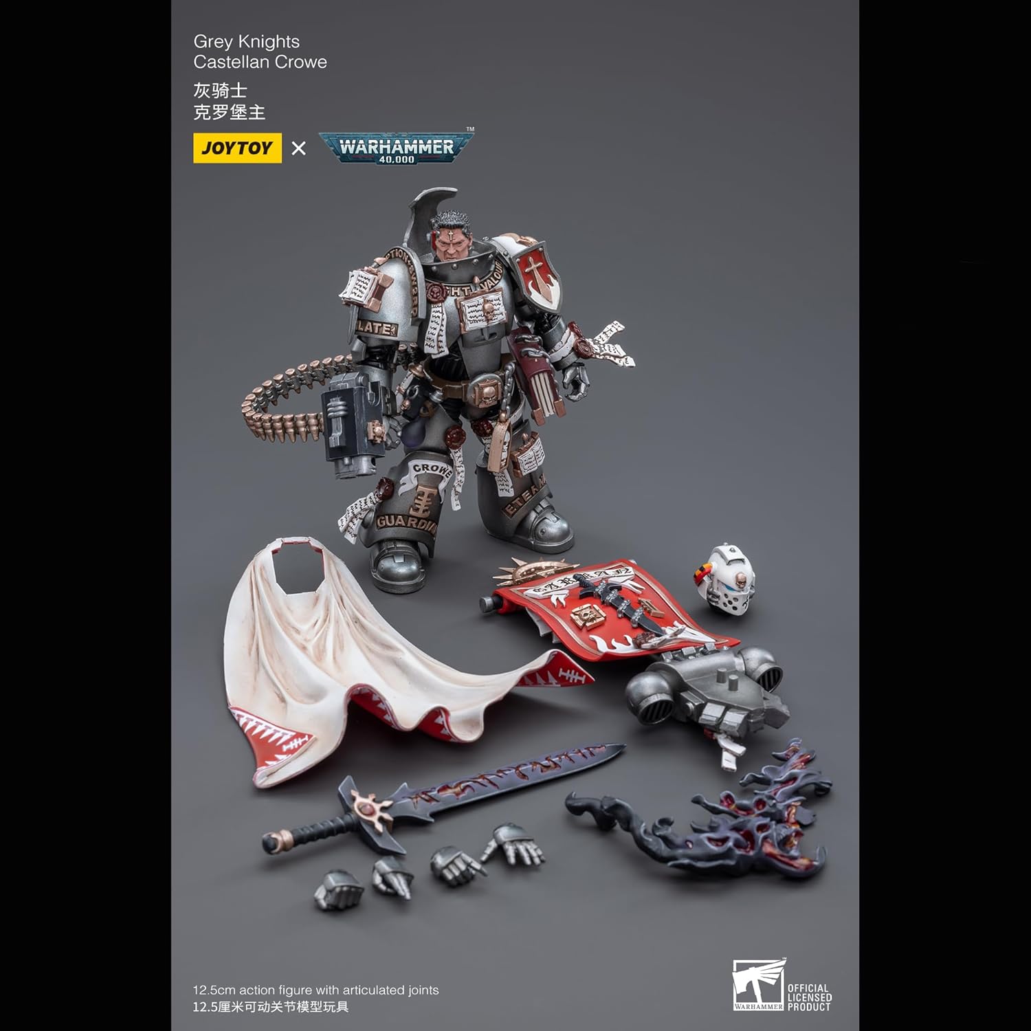 JOYTOY 1/18 Action Figures - Warhammer 40,000 Grey Knights Castellan Crowe - 5‘’,Classic Character,Collectible,Age 15 and Above