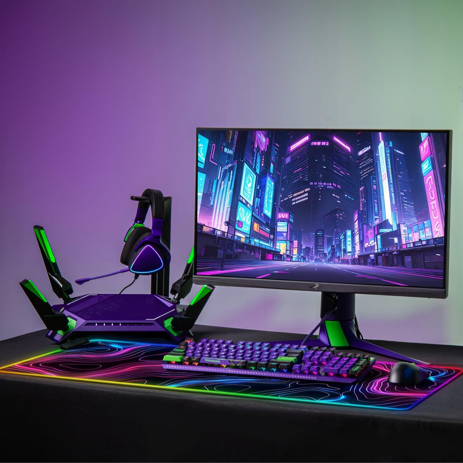 RGB Mousepad LED Desk Mat Gaming Large Keyboard Cute Desktop Computer Laptop 14 Light XXL Long Giant Big Cool Modern Design Unique for Men Boys Gamer Oversized Wide 30x12'' Mousepad, Topo - Image 6