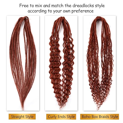 Miniatura 4 de Aguacor Extensiones sintéticas de rastas de doble extremo de 24 pulgadas 10 hebras finas de cabello de reggae hecho a mano estilo hip-hop