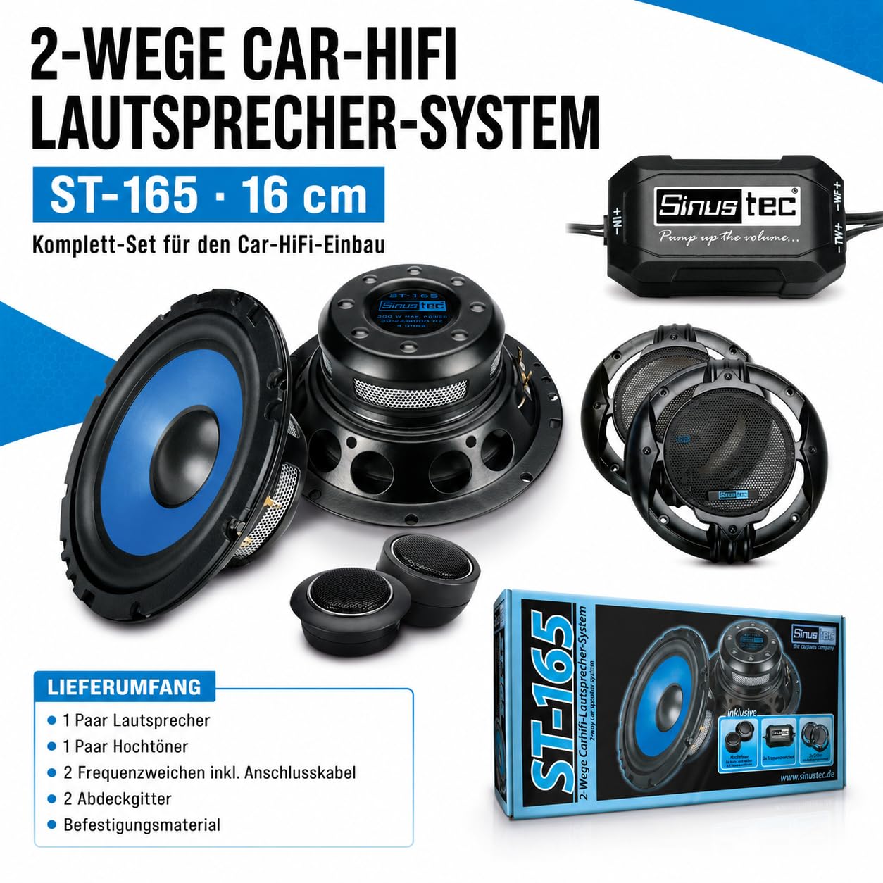 2-Wege Lautsprecher System ST-165 16cm, Schwarz