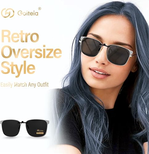 Miniatura 2 de Polarized Cat Eye Clip On Sunglasses Over Prescription Glasses for Women Men - UV Protection -Anti Glare-Non Flip Up