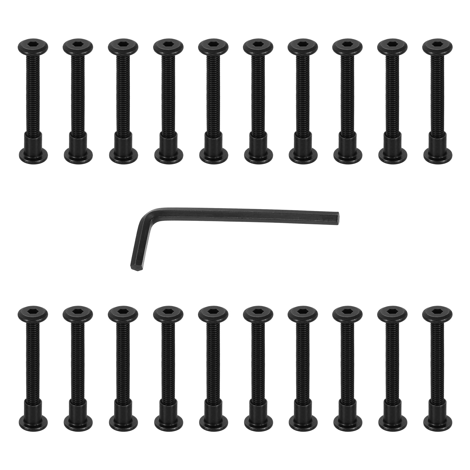 PATIKIL M6x55mm Male Hex Chicago Screws, 20Pcs Carbon Steel Metric Hex Drive Socket Cap Binding Post Screw Posts for Scrapbook Leather Belt Album Furniture, Black(Female 8x10mm)