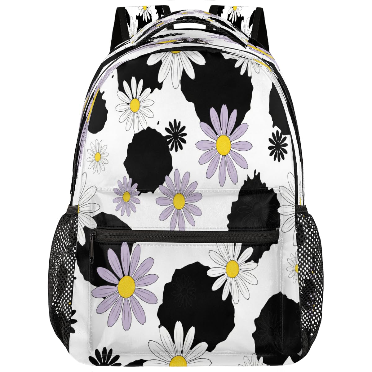Mochila para portátil 15.6 escolar ligera con diseño de margaritas para la universidad 8