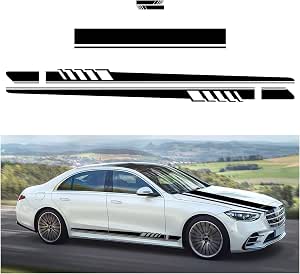 RUIANTE 2PC Car Hood/Flame Stripe Decals, Universal Vinyl Graphics Sticker (Black)