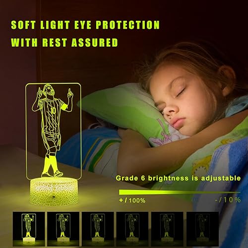 Miniatura 3 de Lámpara Illsuion 3D de jugador de fútbol argentino #10 para niños, 16 colores que cambian regulables con luz nocturna, regalo para el día de los