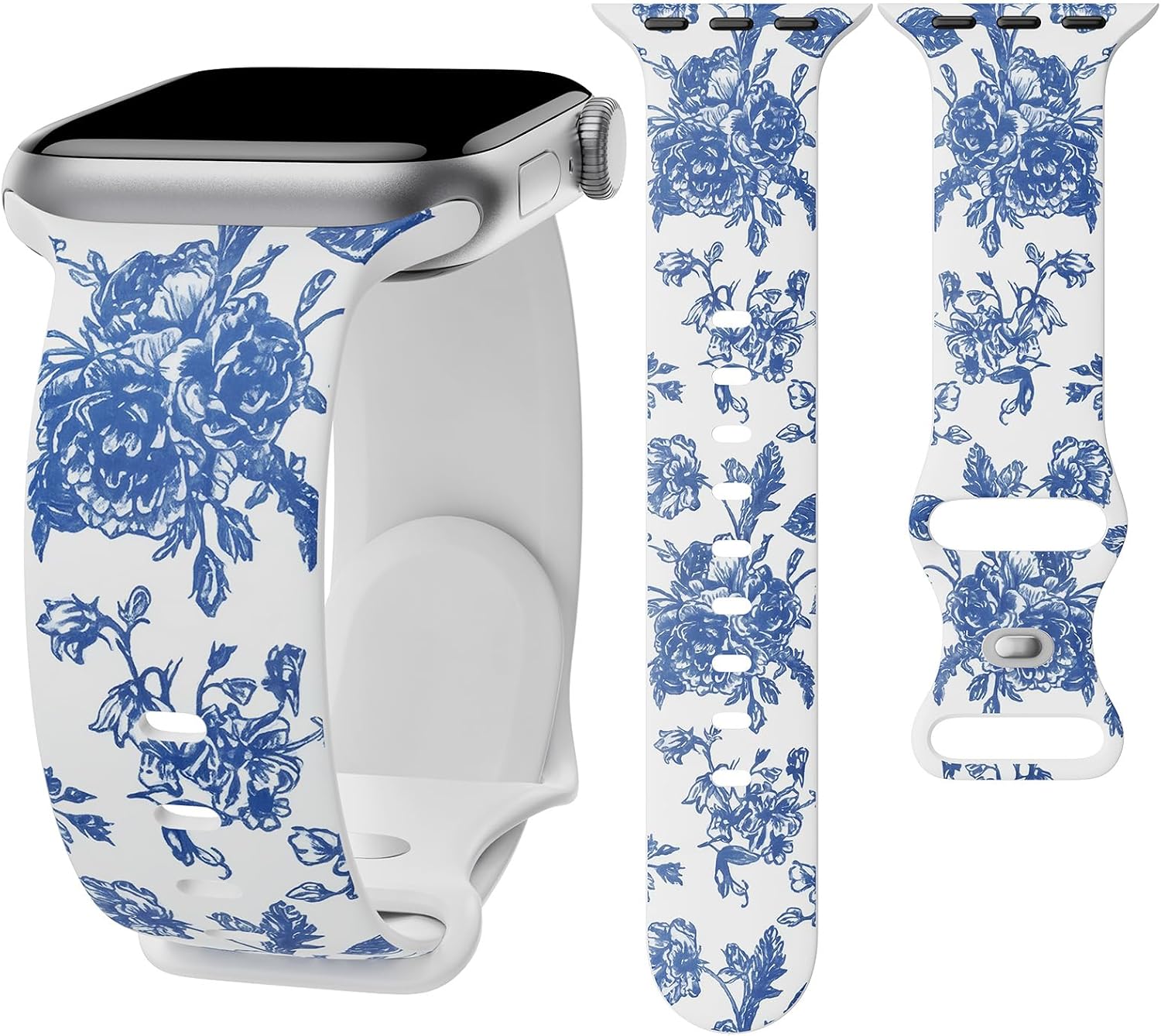 Floral Band Compatible with Apple Watch Bands for Women 40mm 42mm 41mm 38mm 44mm 45mm 46mm 49mm, Cute Pattern Flower Soft Silicone Sport Strap for iWatch Series Ultra 11 10 SE 9 8 7 6 5 4 3 2