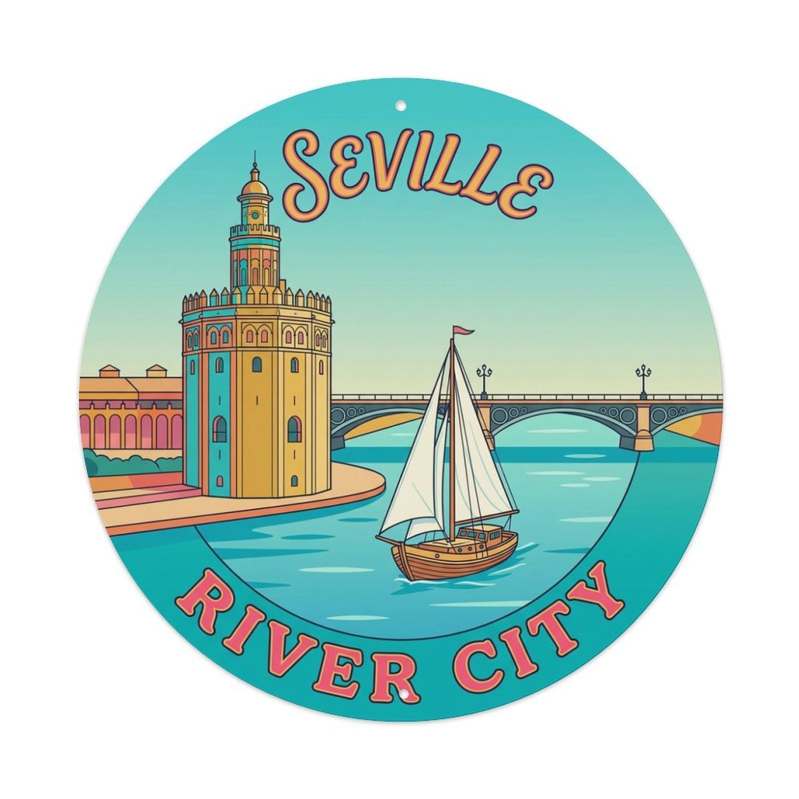 Vintage Travel Seville Spain Parade Metal Tin Sign