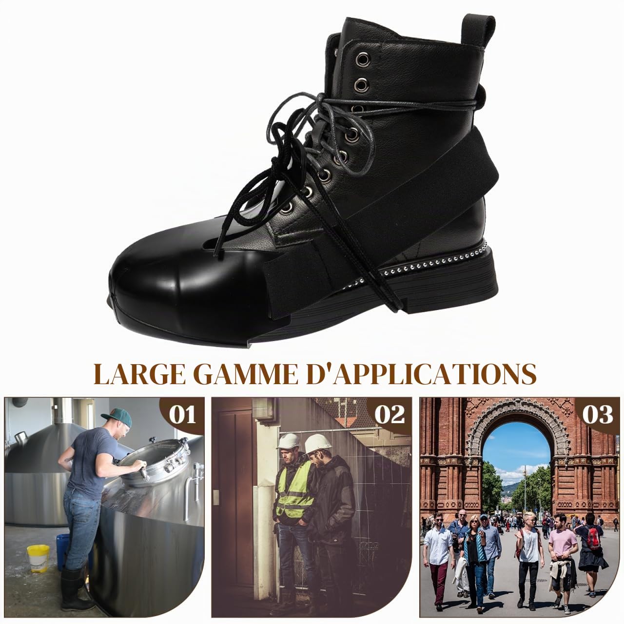 Couvre-Orteils De Chaussures De Sécurité À Embout en Acier Antidérapant Protection pour Travailleurs sur Chantiers Et Usines 9.06X4.72X2.36In