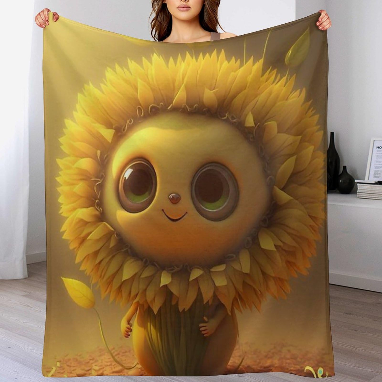 Couverture polaire en flannel plaid soleilflower pour lit et canapé épais 150x200cm