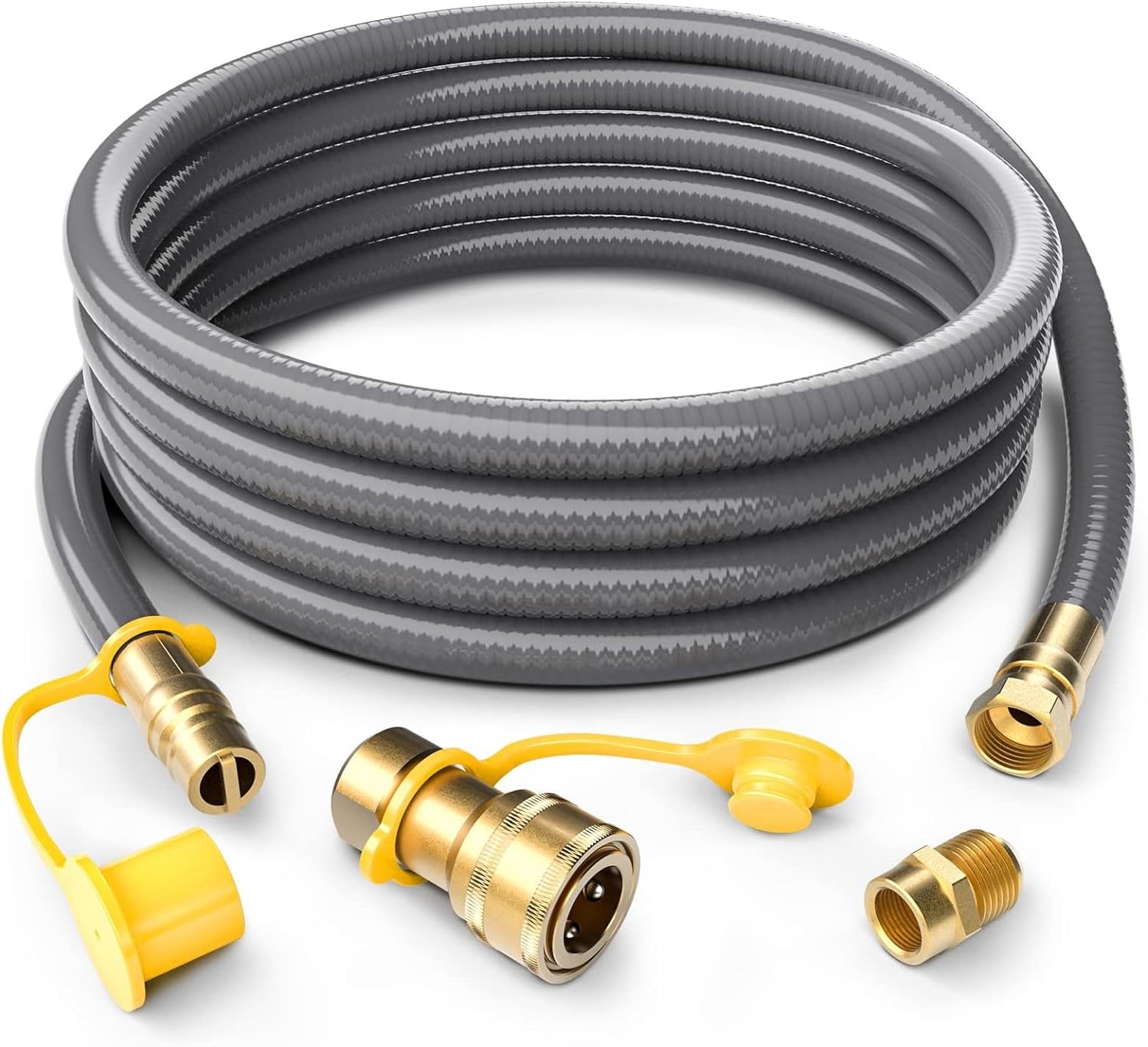 24FT 1/2 inch Natural Gas Hose with Quick Connect Fittings, Natural Gas Conversion Kit for Grill, Fireplace, Heater, Burner, Generator and More NG Appliances-CSA