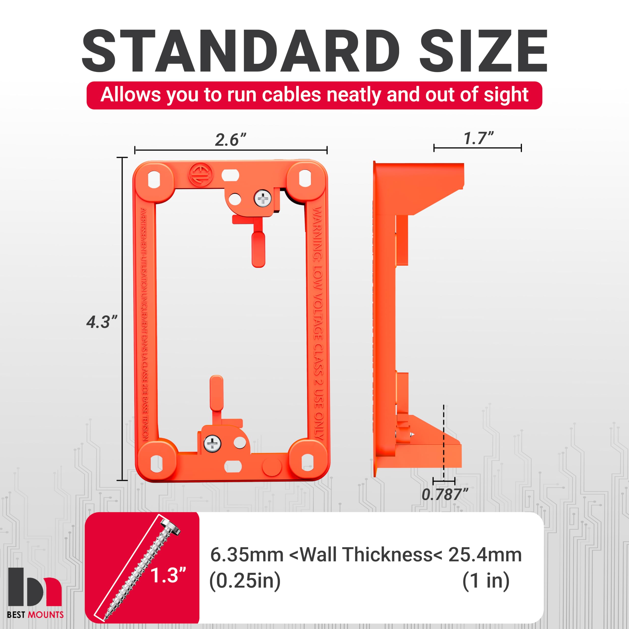 Snapklik.com : BestMounts - 1 Pack Low Voltage Mounting Brackets 1 Gang ...