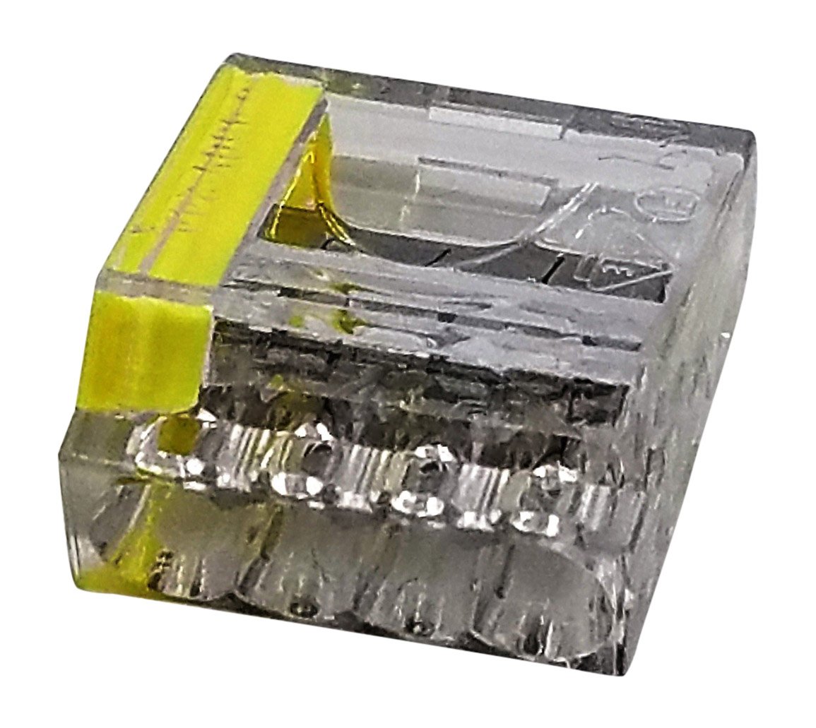 Compact Push In Wire Connector - 4 Pole (Yellow) - 25pk