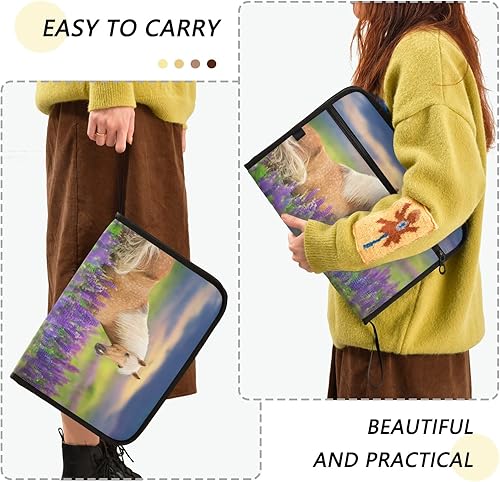 Miniatura 4 de Carpetas expansibles de flores de caballo con cierre de cremallera, organizador de documentos de acordeón resistente al agua con 13 bolsillos, caja