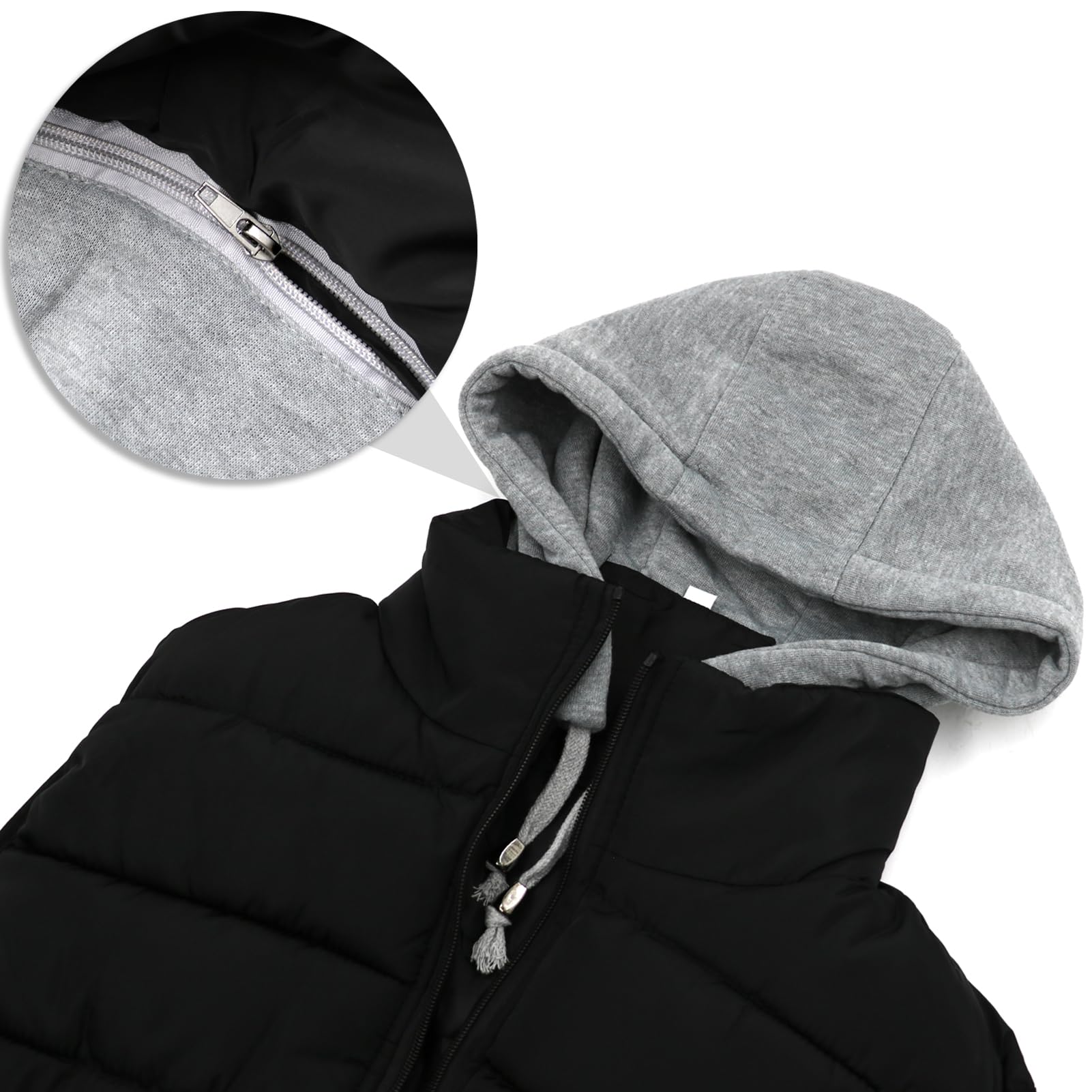 Gilet Smanicato Uomo Caldo Imbottito Invernale con Cappuccio Antivento Giacca Senza Maniche Sportivo Giubbotto Casual con Zip