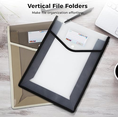 Miniatura 2 de 10 carpetas de plástico tamaño legal, cartera de archivos expandible B4 con cierre a presión y bolsillo para etiquetas, carpeta de documentos