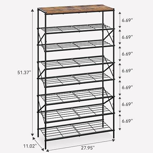 Miniatura 3 de IBUYKE Zapatero de 8 niveles, organizador de almacenamiento de zapatos de gran capacidad para 32 pares de zapatos, estante de almacenamiento de