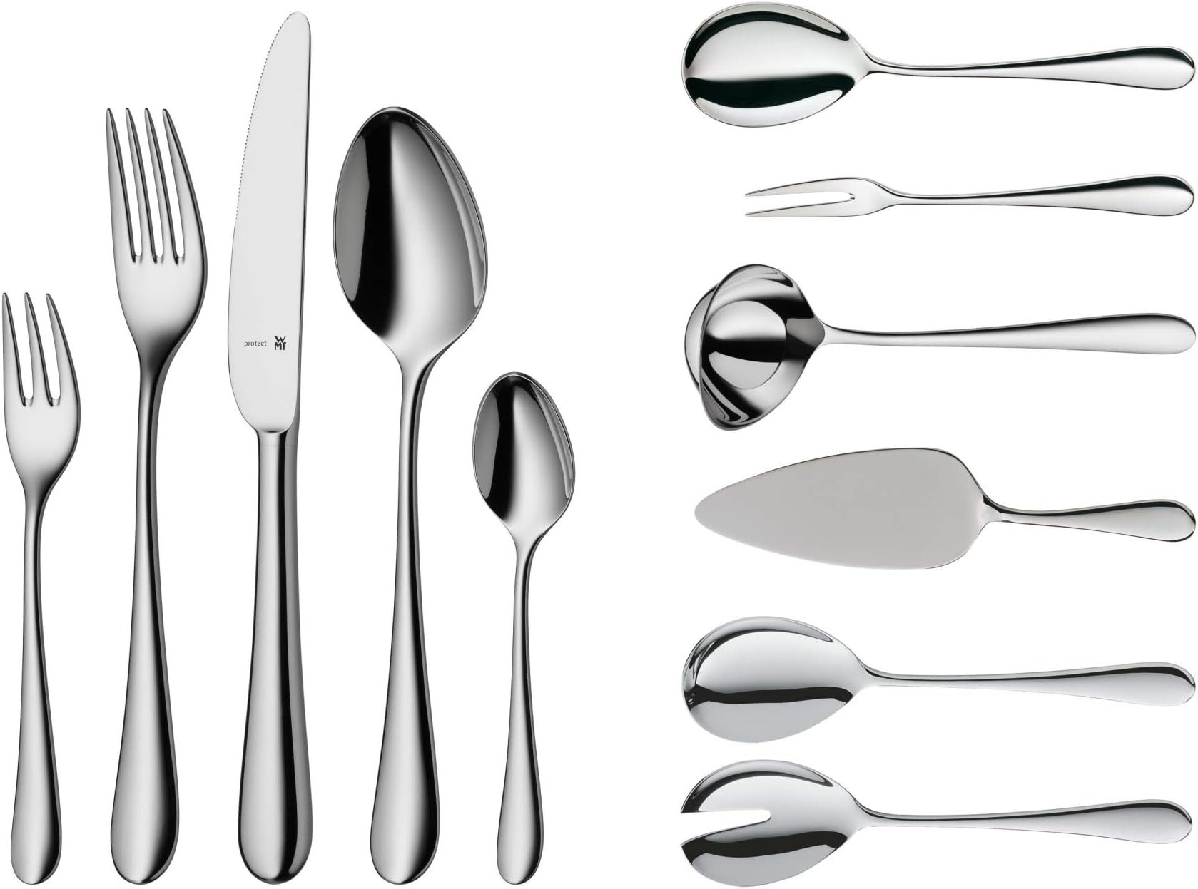Cutlery Set 66-Pieces for 12 Persons Merit Cromargan Protect Stainless Steel Brushed Extremely Scratch Resistant with Inserted Blade