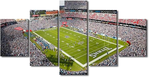 Vista 495 de Cuadros de estadios deportivos de fútbol americano de Minnesota, cuadros de vikingos, 5 paneles, lienzo para pared, arte de pared del estadio