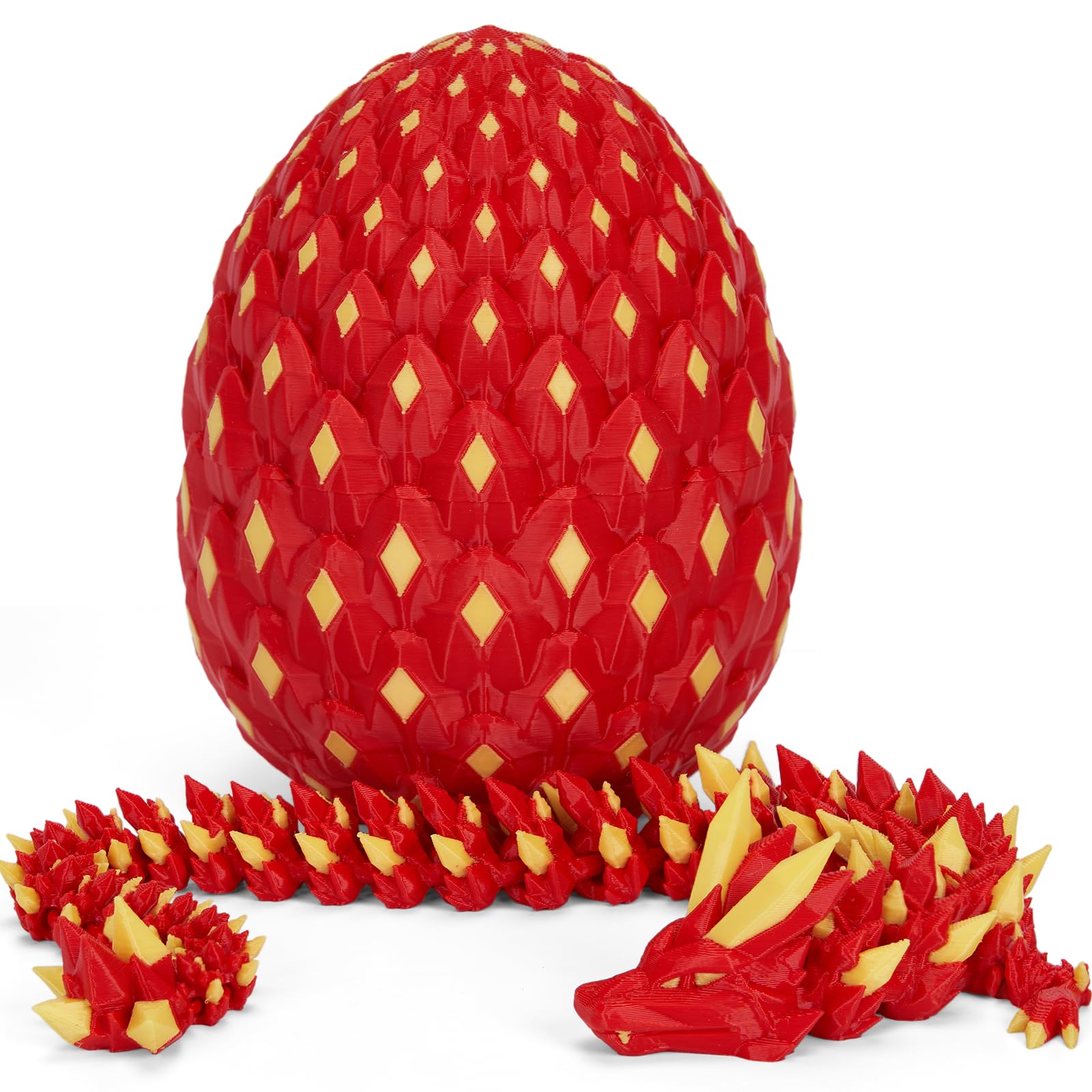3D Printed Dragon Eggs Mystery Dragon Egg Glow in The Dark Articulated, 3D Print Surprise Animals Toy for Kid Teen Boy Girls In Night(Reddish Yellow) — image 1