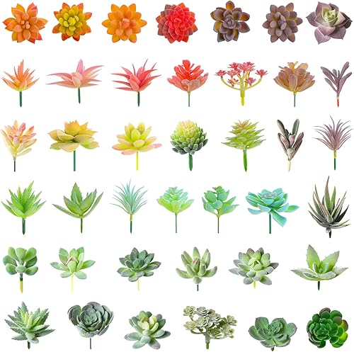 Tigeen 40 piezas de plantas suculentas artificiales, suculentas falsas realistas, sin maceta, para bricolaje, jardín, hogar, oficina, decoración