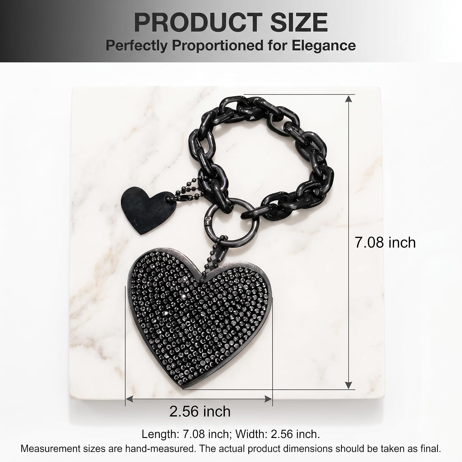 1 PC Cute Heart Keychain, Sparkling Rhinestone Purse Charms for Handbags, Car Key Chain Wristlet for Women image 2