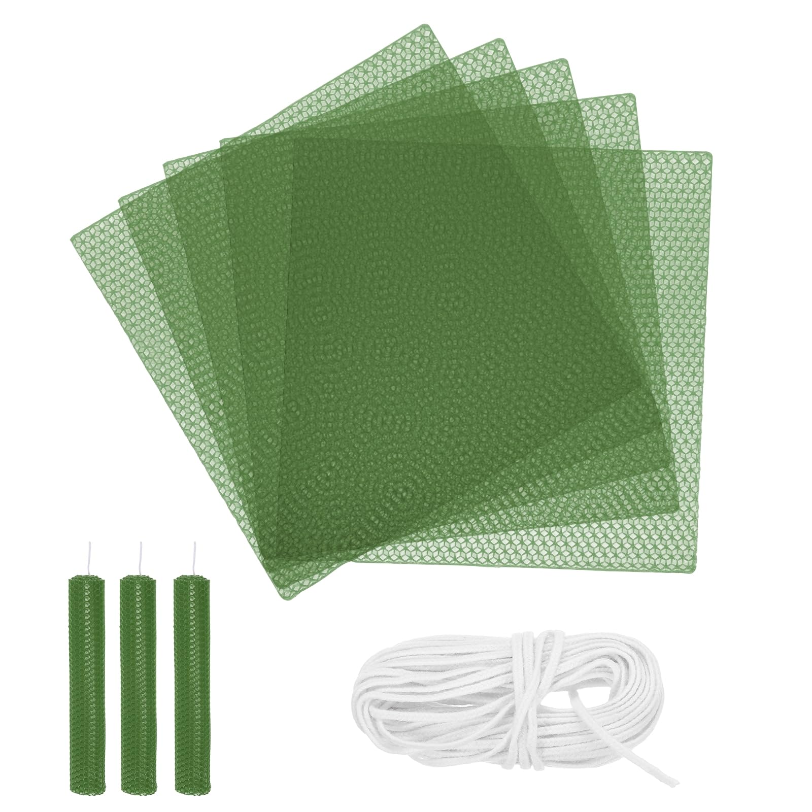 sourcing map Beeswax Candle Making Kit,8x8 Inch 5pcs Light Green Beeswax Candle Sheets with 1pcs Cotton Wick for DIY Craft Gift Making — image 1