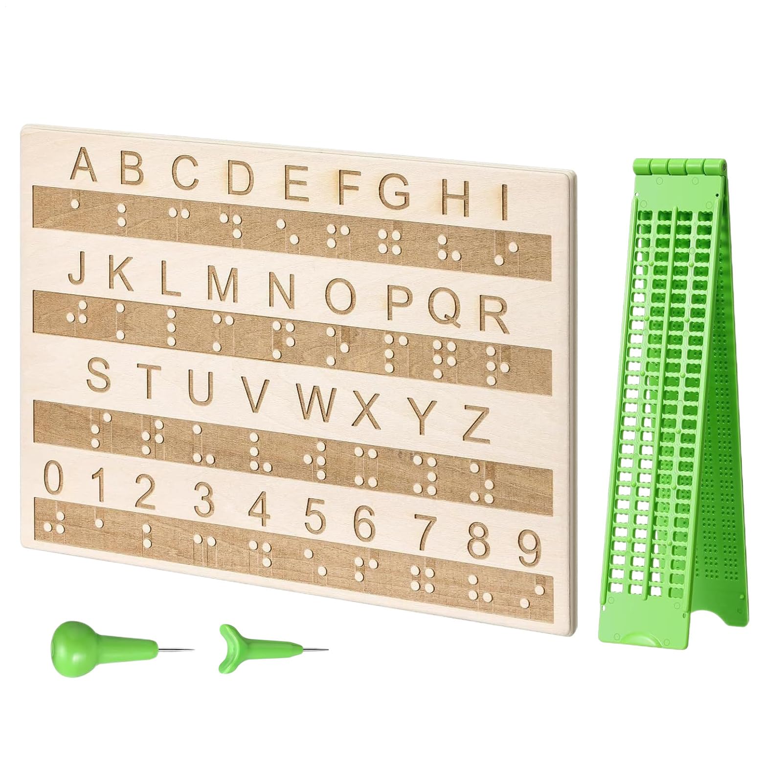 Lavagna Braille, Con Scrittura Fronte-retro, Materiale In Legno E PVC, Kit Di Formazione Alfabeto Braille, Strumento Di Lettura Educativo, Facile Progettazione Autodidatta, Per Bambini, Adolescenti, A