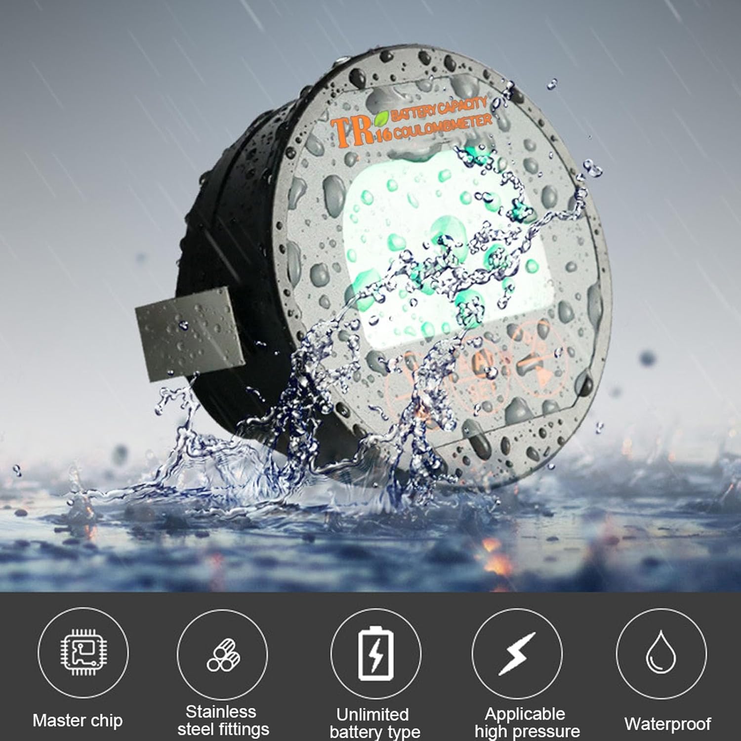 バッテリー容量テスター TR16 8-80V 防水バッテリー容量テスター電圧電流 LCD ディスプレイメモリ機能付き