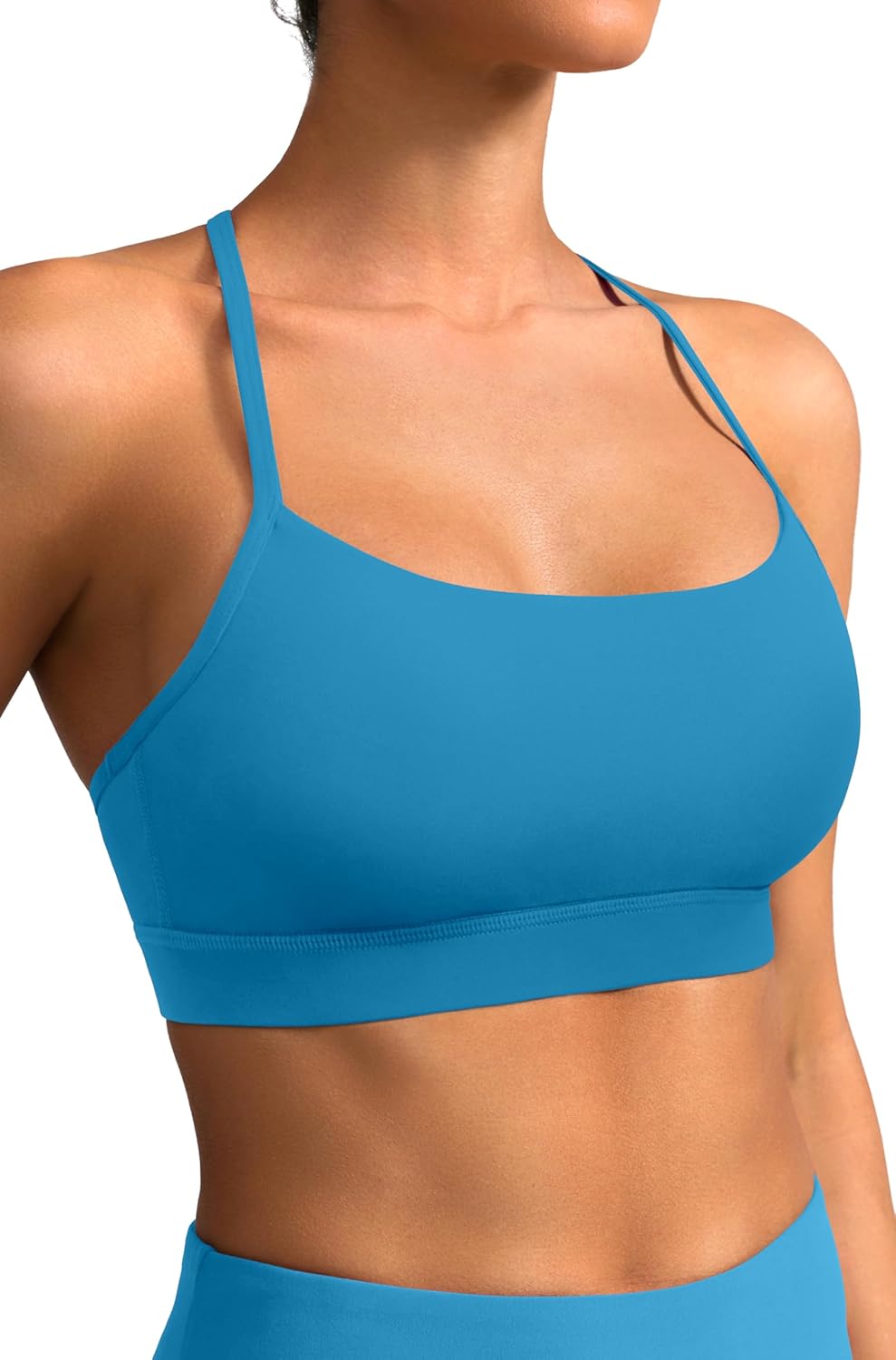 Padded Y-Back Sports Bra for Women - Racerback Low Impact Spaghetti Strap for Yoga Workout Top - Image 3