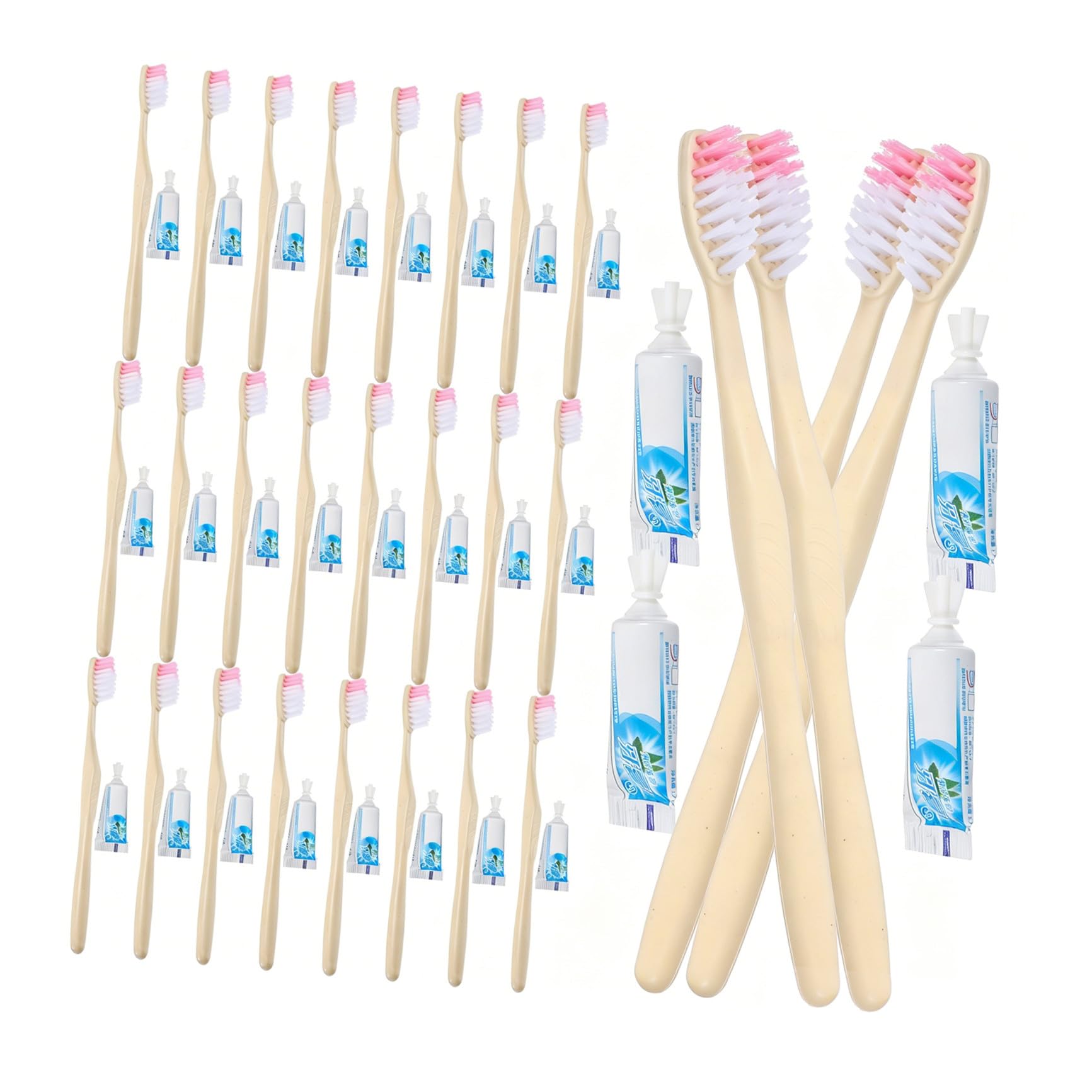 Spazzolini Dentifricio Monouso, 100 Pezzi, Dimensioni Ridotte, Confezionati Singolarmente, per Igiene Orale in Viaggio e Ospiti Hotel Stili multipli