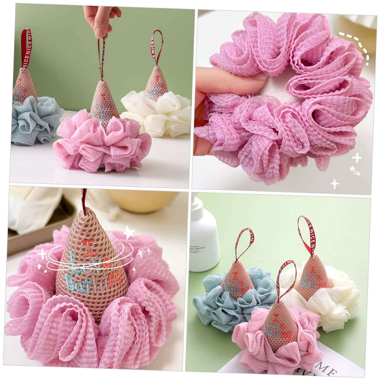 Ipetboom 8piezas Esponja De Exfoliante Forma De Helado De Loofah Para Baño Accesorios De Exfoliación Para Mujeres Rica y Diseño Divertido