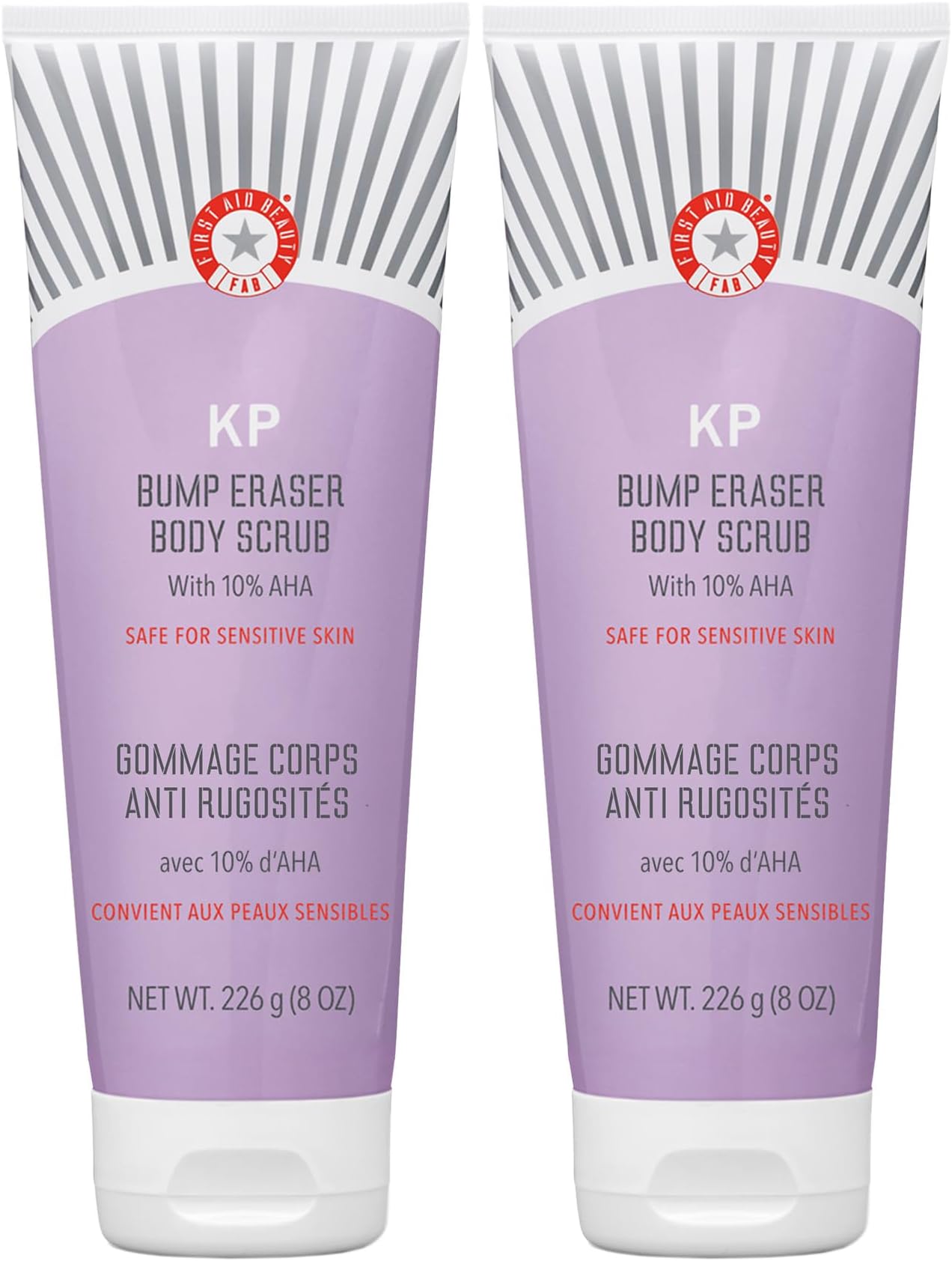 First Aid Beauty KP Bump Eraser Body Scrub Exfoliant for Keratosis Pilaris with 10% AHA - 2 8oz Tubes, 16 oz Total