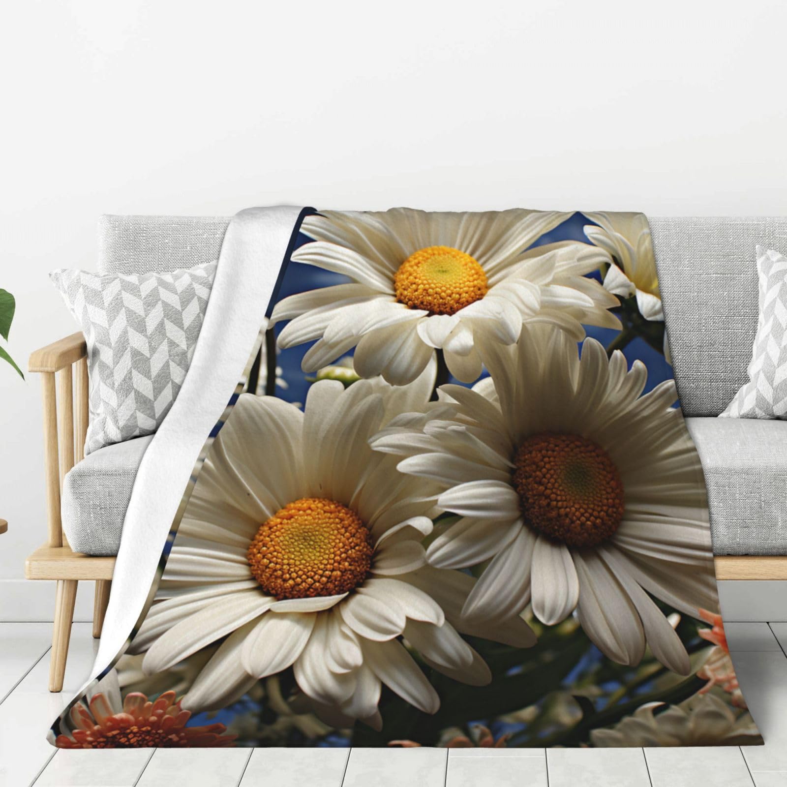 Couverture polaire en flanelle fleurie 152x127 cm pour canapé douillet