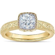 1CT-3CT Round Moissanite Bezel Vintage Style Engagement Ring 10K 14K 18K Yellow/Rose/White Gold Vintage Gemstone Ring Promise Engagement Anniversary Christmas Gift for Women