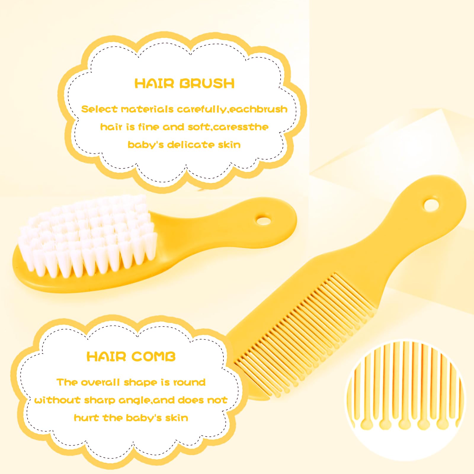 Trousse de Soin Bébé, HyAdierTech 13 Bébé Naissance Set, Kit de Soin Bébé, soins bébé Infirmière nouveau-né Bébé Clou Cheveux Soins de santé Des gamins Thermomètre Toilettage Brosse Trousse (Yellow)