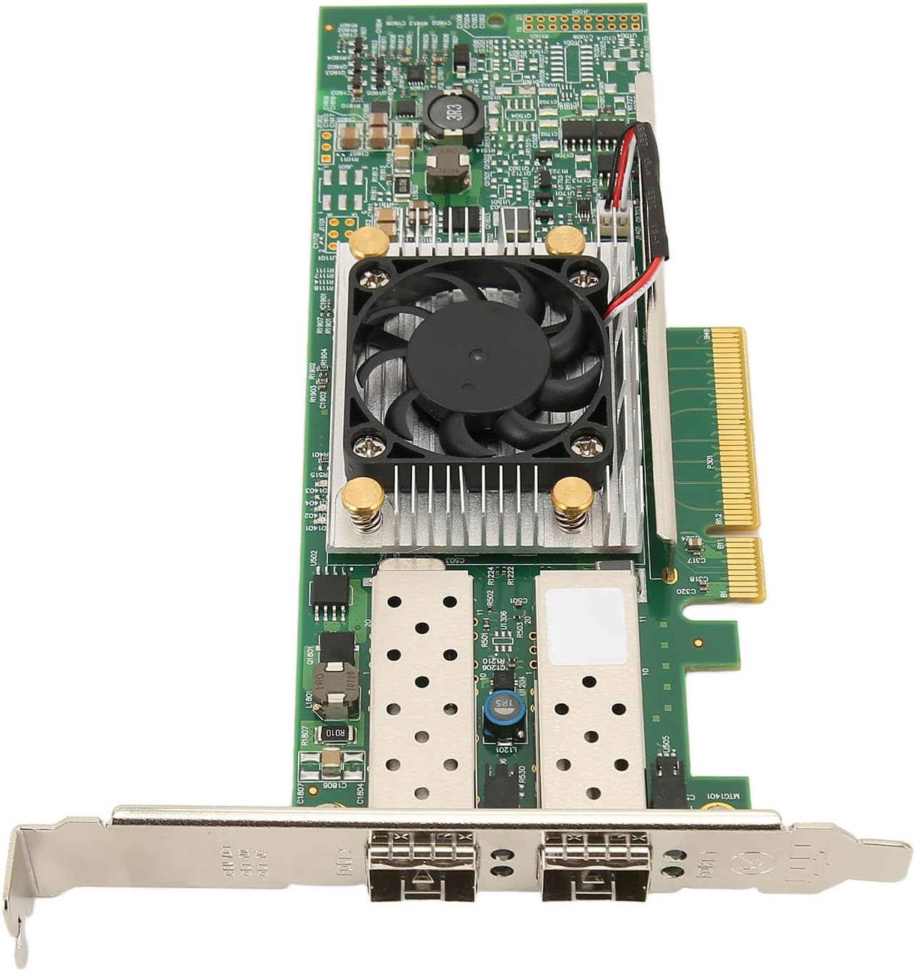 10Gb PCI-E Network Card Dual SFP Port NIC Network Card PCIe Ethernet Adapter with Cooling Fan Multifunction Express LAN Adapter for Server and Switching