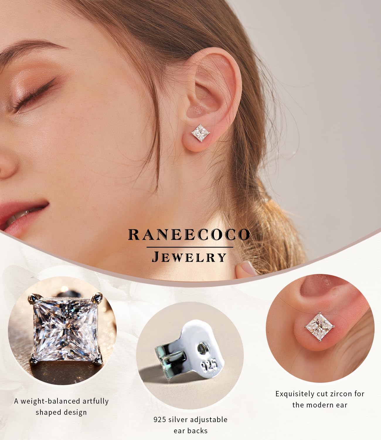 "STUNNING FLAME" Trillion-cut/Cushion-cut/Emerald-cut/Marquise-cut ... 18K White Gold Plated Sterling Silver Cubic Zirconia Simulated Diamond Stud Earrings for Women - Image 4