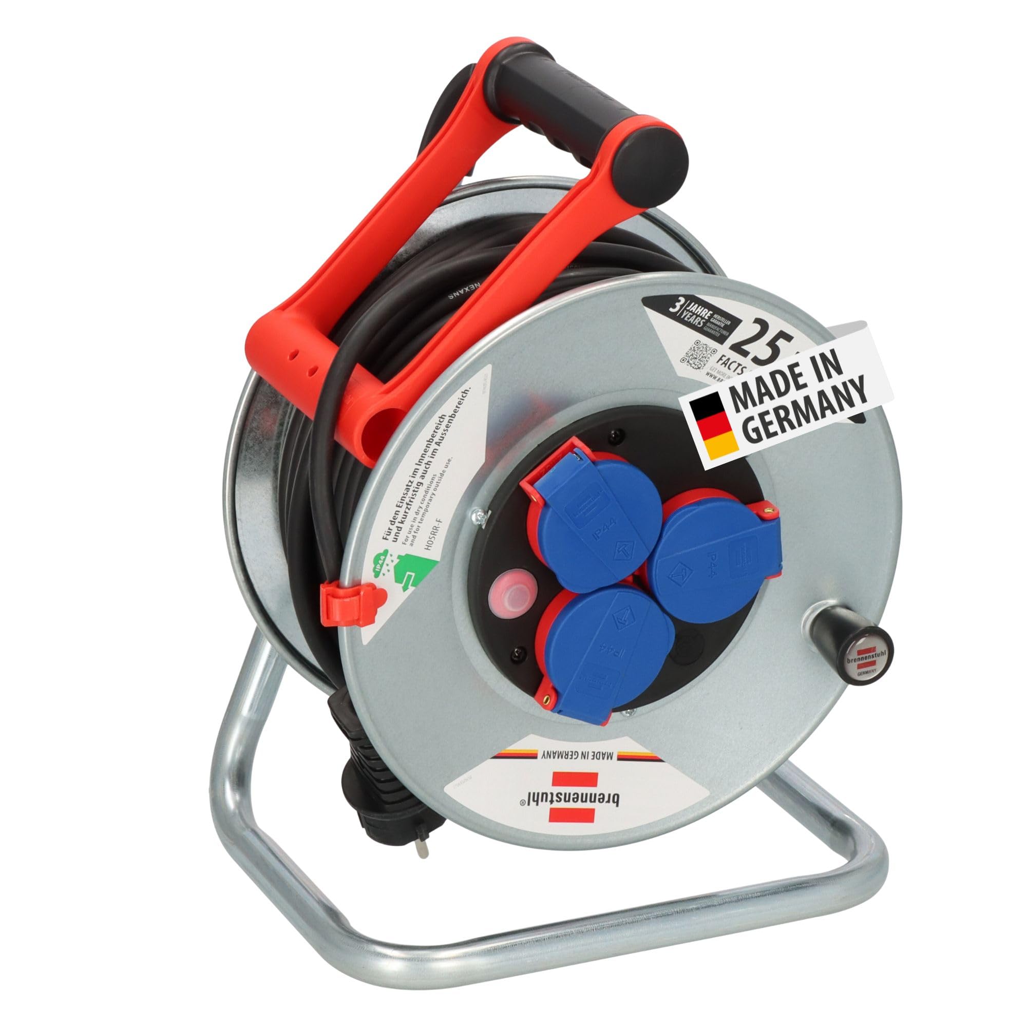 Brennenstuhl Garant S IP44 Kabeltrommel, 25 m – robust, spritzwassergeschützt, Made in Germany