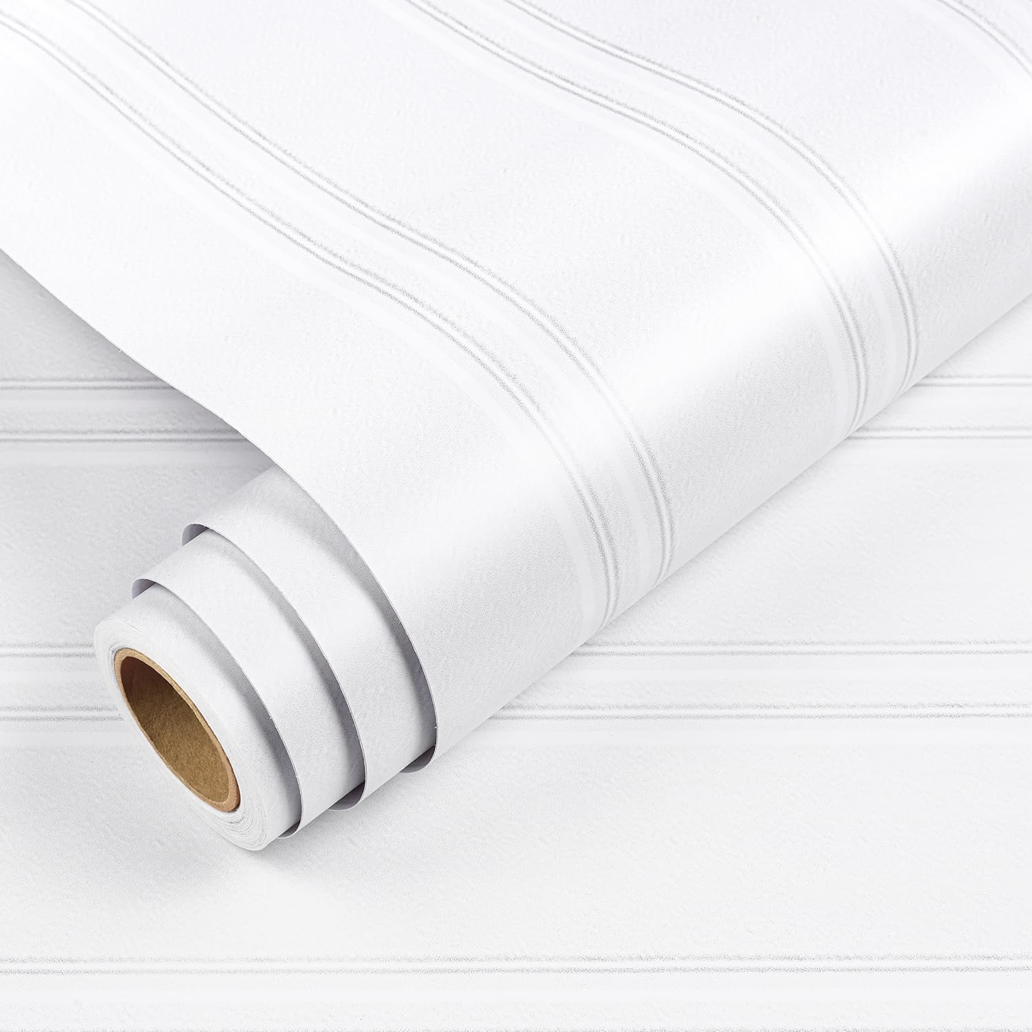 YENHOME 17.5'X276' Grey White Beadboard Peel and Stick Wallpaper