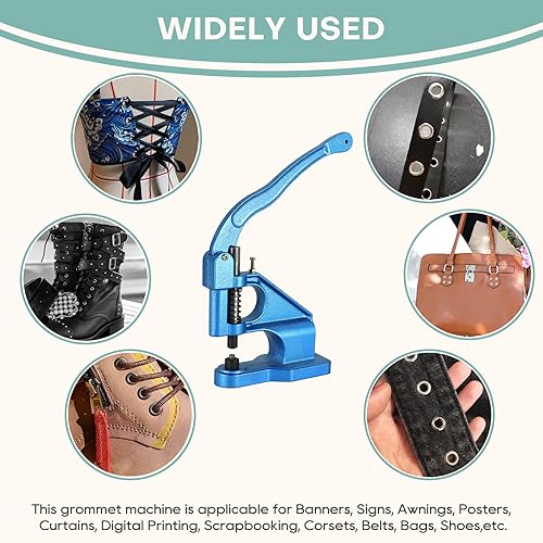 Miniatura 6 de FLKQC Máquina de ojales de prensa a mano  Máquina de ojales de prensa de mano resistente con 3 troqueles (#0#2#4), 3000 ojales con ojales, una manga