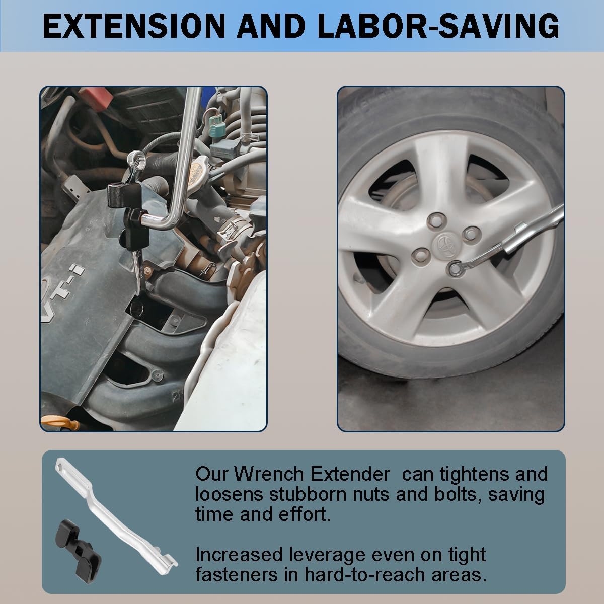 Wrench Extender Tool Bar Set,13.5'' Wrench Extension Torque Tool and Extender Adapter for 1/2" Drive Breaker Bars,Ratchets