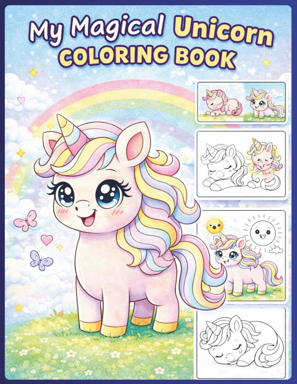 My Magical Unicorn Coloring Book: 50+ Adorable Unicorn Coloring Pages with Rainbows, Stars, Cupcakes & Magical Friends