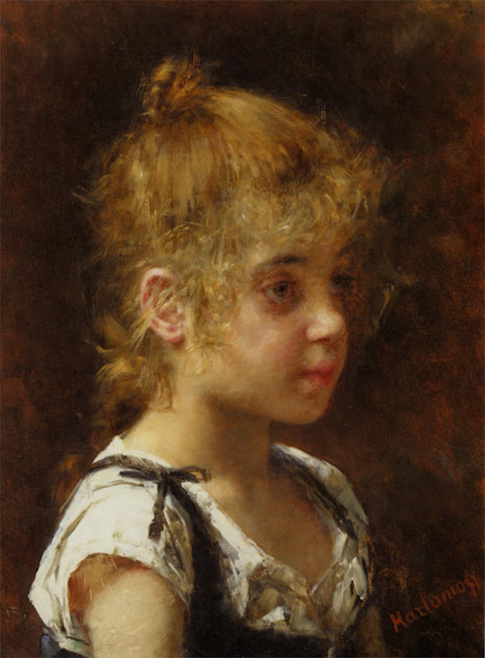 SERENDIPITP Abstract Painting Mural Print Picture Wall Decor Painting Portrait of a Young Girl by Alexei Alexeivich Harlamoff Vintage Wall Artwork for Home Decor 60x90cm