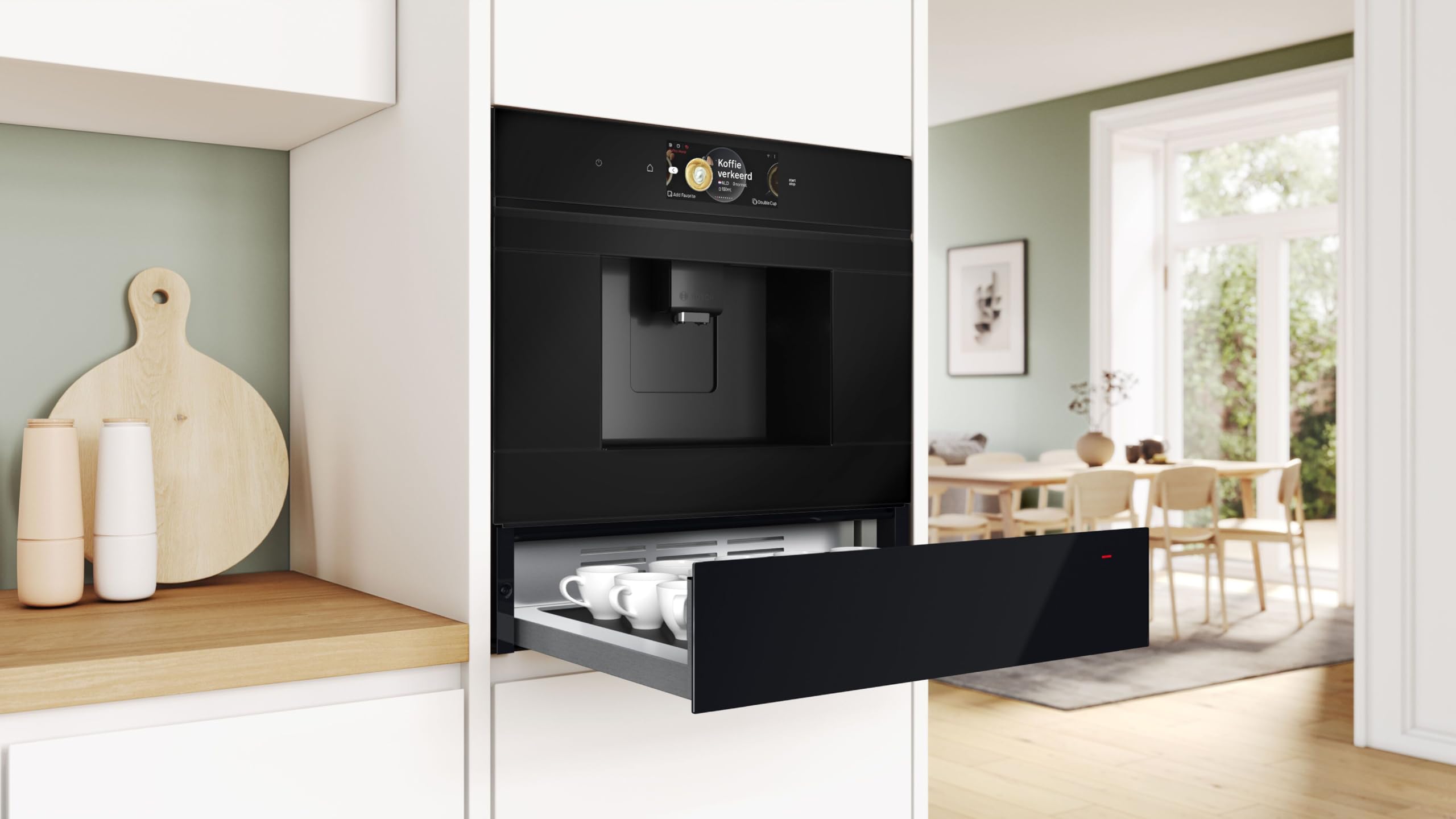 Bosch BIC7101B1, Serie 8 Wärmeschublade, 60 cm breit, 14 cm hoch, Schwarz, Warmhalten von Geschirr und Speisen, Temperatur-Stufen 30-80 °C, Sanft Garen, Platz für 64 Espresso-Tassen oder 12 Teller