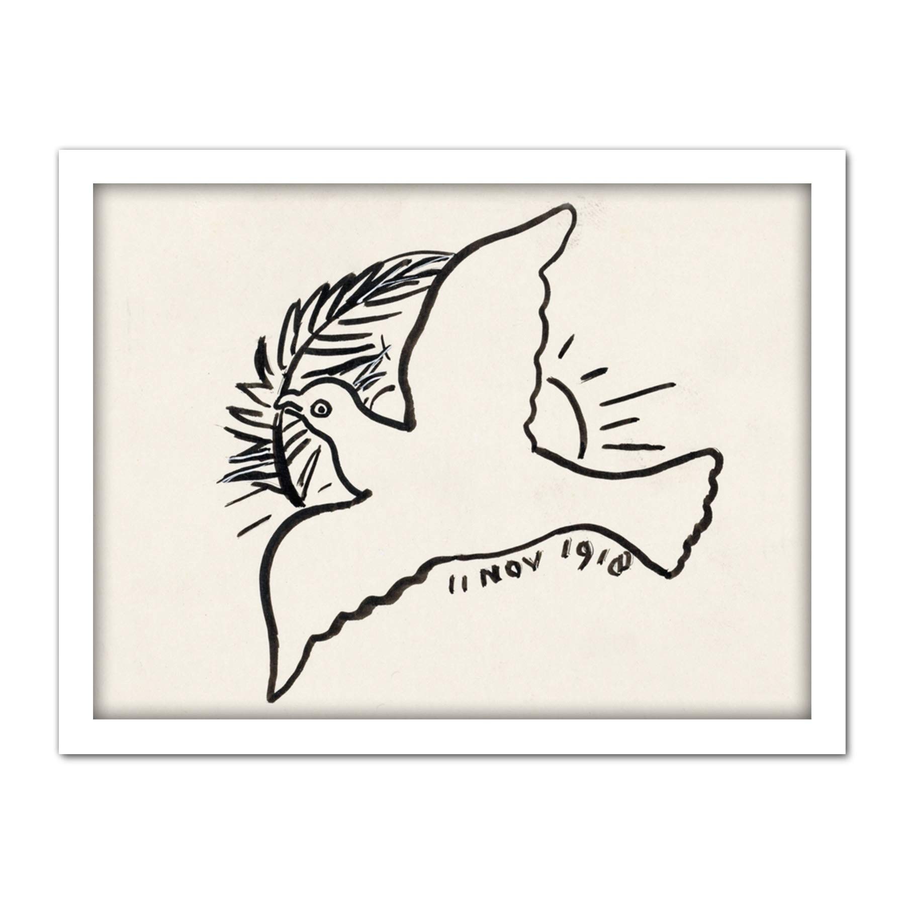 Artery8 Leo Gestel Peace Dove Branch 1918 Drawing Artwork Framed Wall Art Print 18X24 Inch