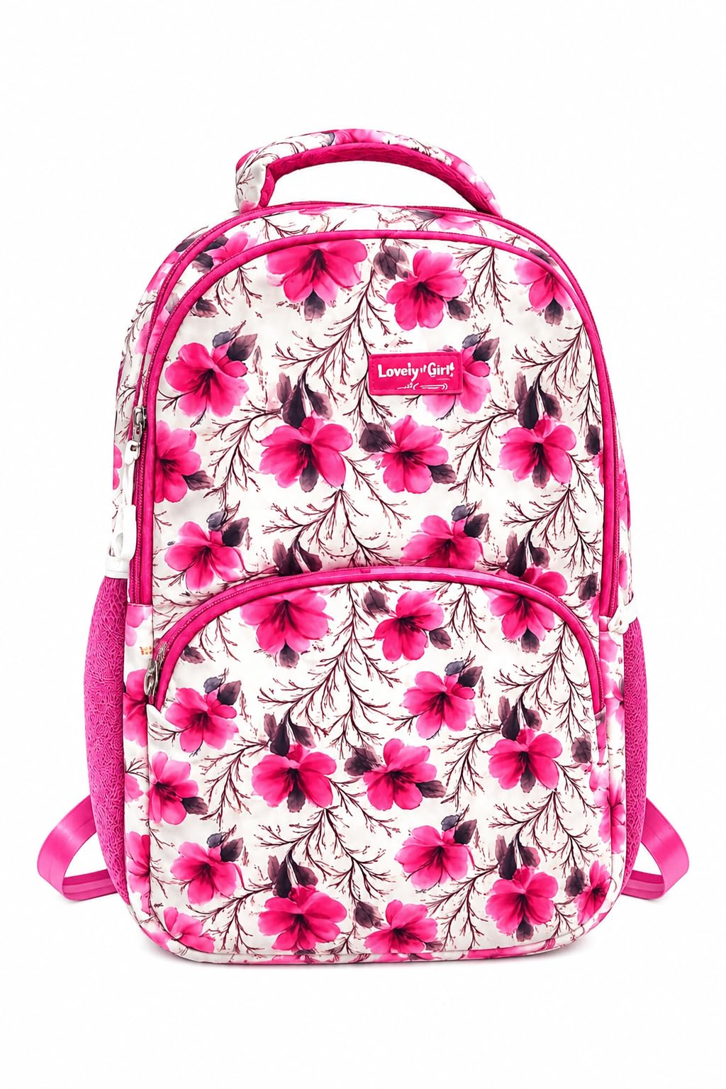 kids school backpack for girls floral printed school bag, lightweight water resistant book bag with multiple compartments for school, travel & daily use, pink